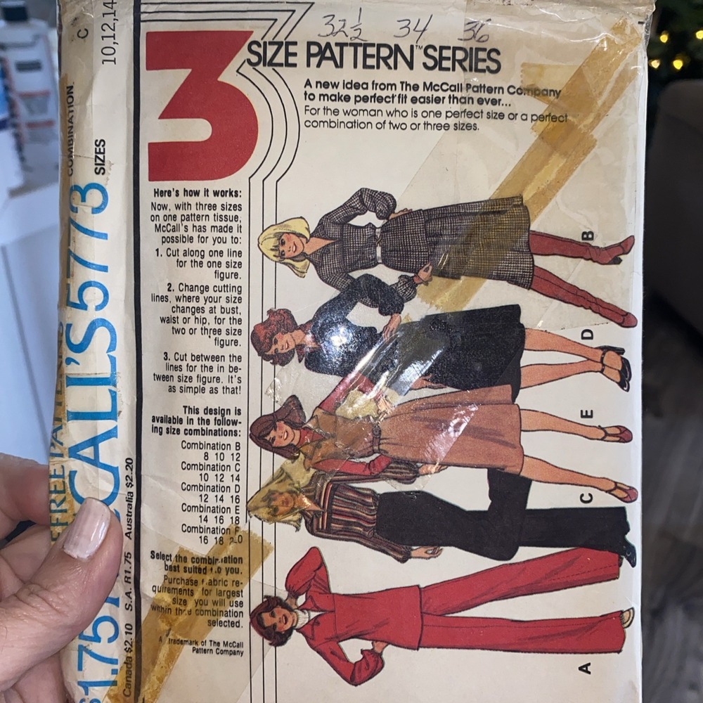 Vintage 1977 McCalls 5773 3 Size Pattern Sz 10-14 Dress Top Skirt Pants Cut